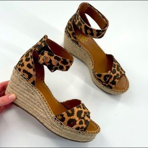 Franco Sarto Carlotta Leopard Canvas 3” Wedge Espadrilles